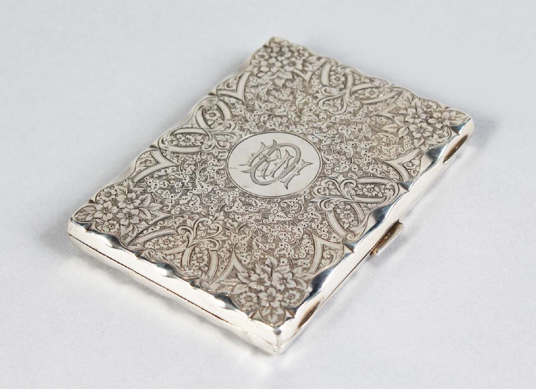 A VICTORIAN ENGRAVED SILVER CASE AND PURSE.  Birmingham (1 of 2)