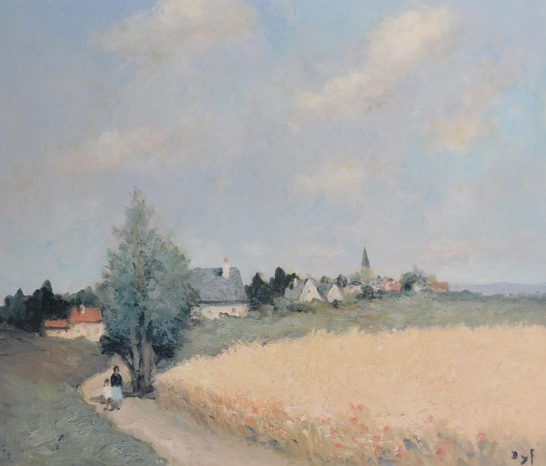 Marcel Dyf (1899-1985) French. "La Route Du Village",: Marcel Dyf (1899-1985) French. "La Route Du Village", Lithograph, Signed, Inscribed with a Snail Motif and Numbered 246/500 in Pencil, and Inscribed on a label on reverse. 18" x 22". Provenance: Frost
