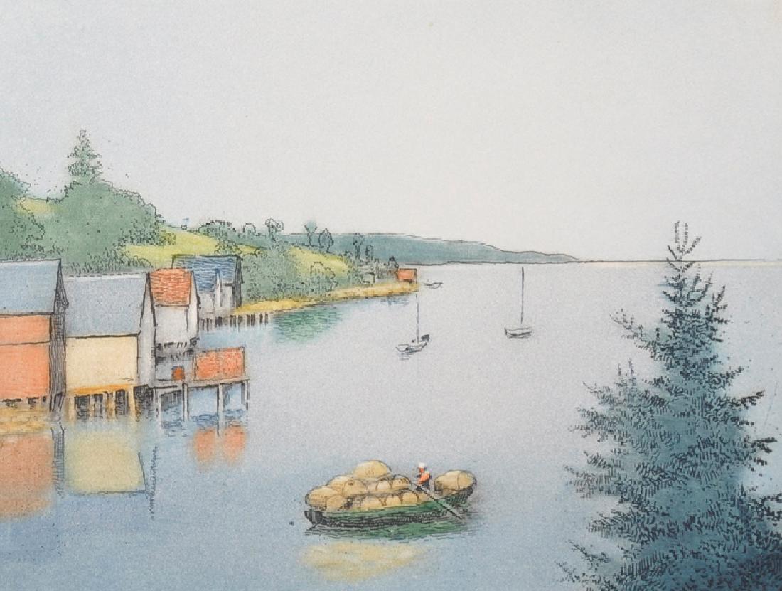 Victor Valery (act.1889-1910) French. "Fishing Village, (1 of 2)