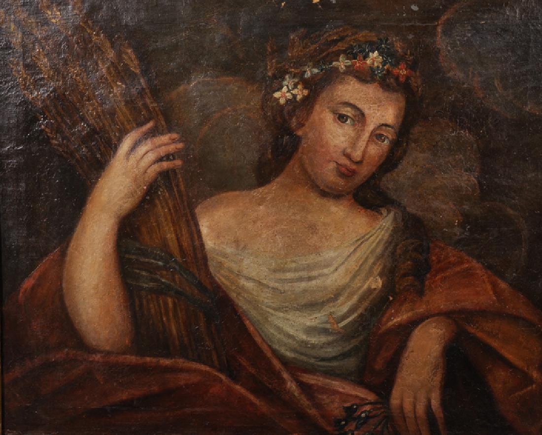 18th Century Italian School. 'Ceres', holding a bundle: 18th Century Italian School. 'Ceres', holding a bundle of Corn, and with Flowers in her Hair, Oil on Canvas, 23.25" x 28.5".