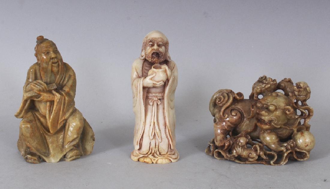 A GOOD QUALITY 19TH CENTURY CHINESE PALE SOAPSTONE (1 of 8)