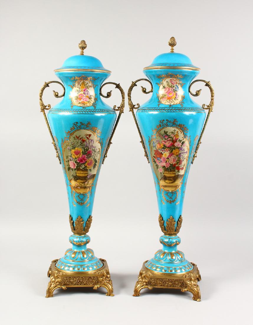 AN IMPRESSIVE PAIR OF SEVRES STYLE VASES AND COVERS, (1 of 6)
