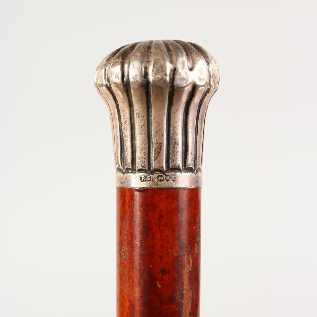 A VICTORIAN SILVER TOP CANE, London 1883. (1 of 4)