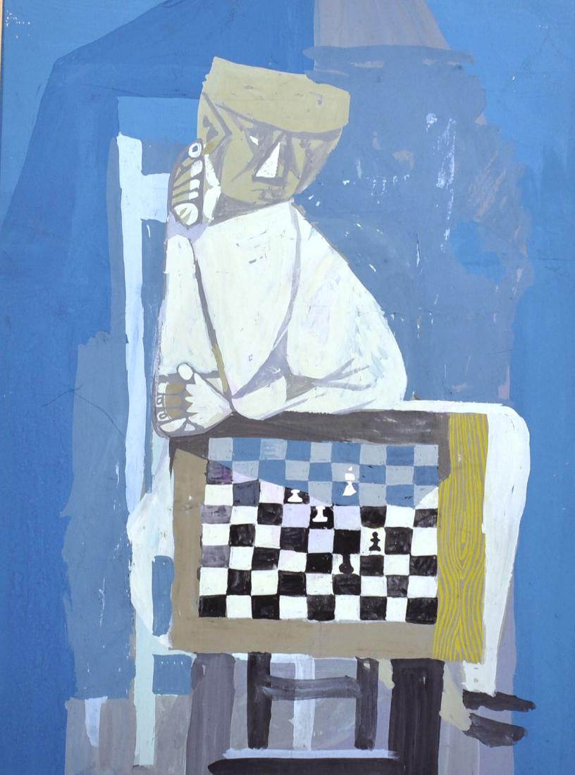 20th Century English School. A Man Studying a Chess (1 of 3)