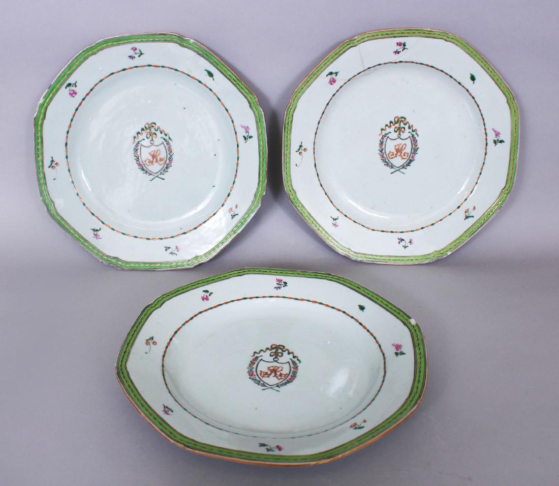 A GROUP OF THREE CHINESE EXPORT MONOGRAMMED OCTAGONAL (1 of 4)
