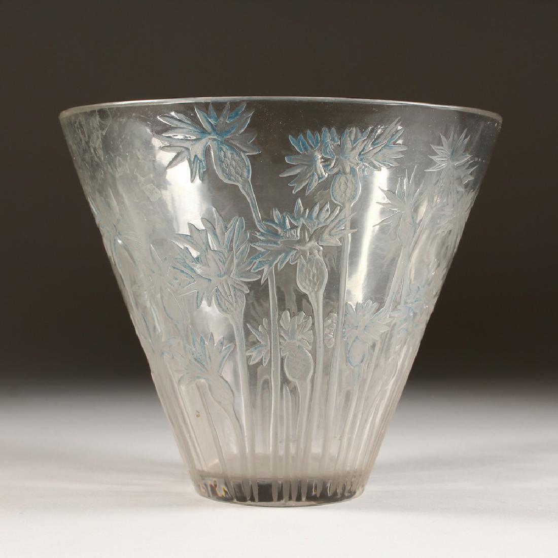 A LALIQUE VASE "BLUETS". Etched R. LALIQUE. No. 909.