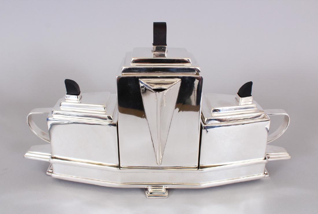 A CHRISTOPHER DRESSER DESIGN ART DECO THREE PIECE TEA (1 of 1)