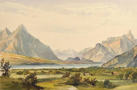 Circle of Peter de Wint (1748-1849) British. 'Alpine: Circle of Peter de Wint (1748-1849) British. 'Alpine Lakes', Watercolour, Unframed, 10.25" x 15.25", together with Two other works by the same hand, "The Isle of Arran", Watercolour on joined paper, I