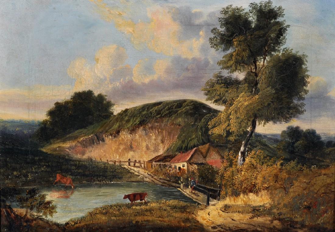 19th Century English School. A River Landscape with a (1 of 3)