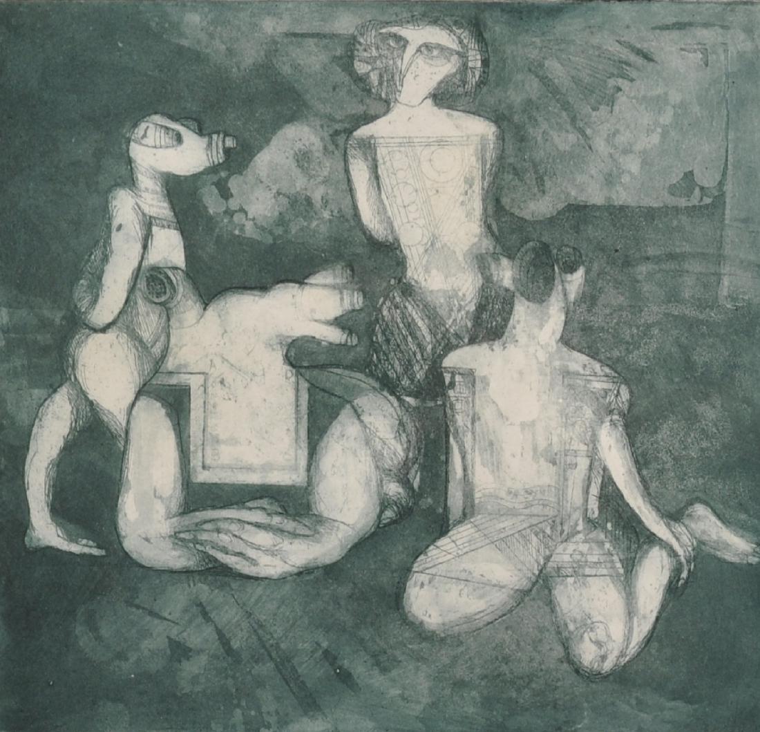 Henry Moore (1898-1986) British. "Family", a Family: Henry Moore (1898-1986) British. "Family", a Family Group, Lithograph in Colours, Signed, Inscribed and numbered 'A/P 3/4' in Pencil, 10.75" x 11.5".