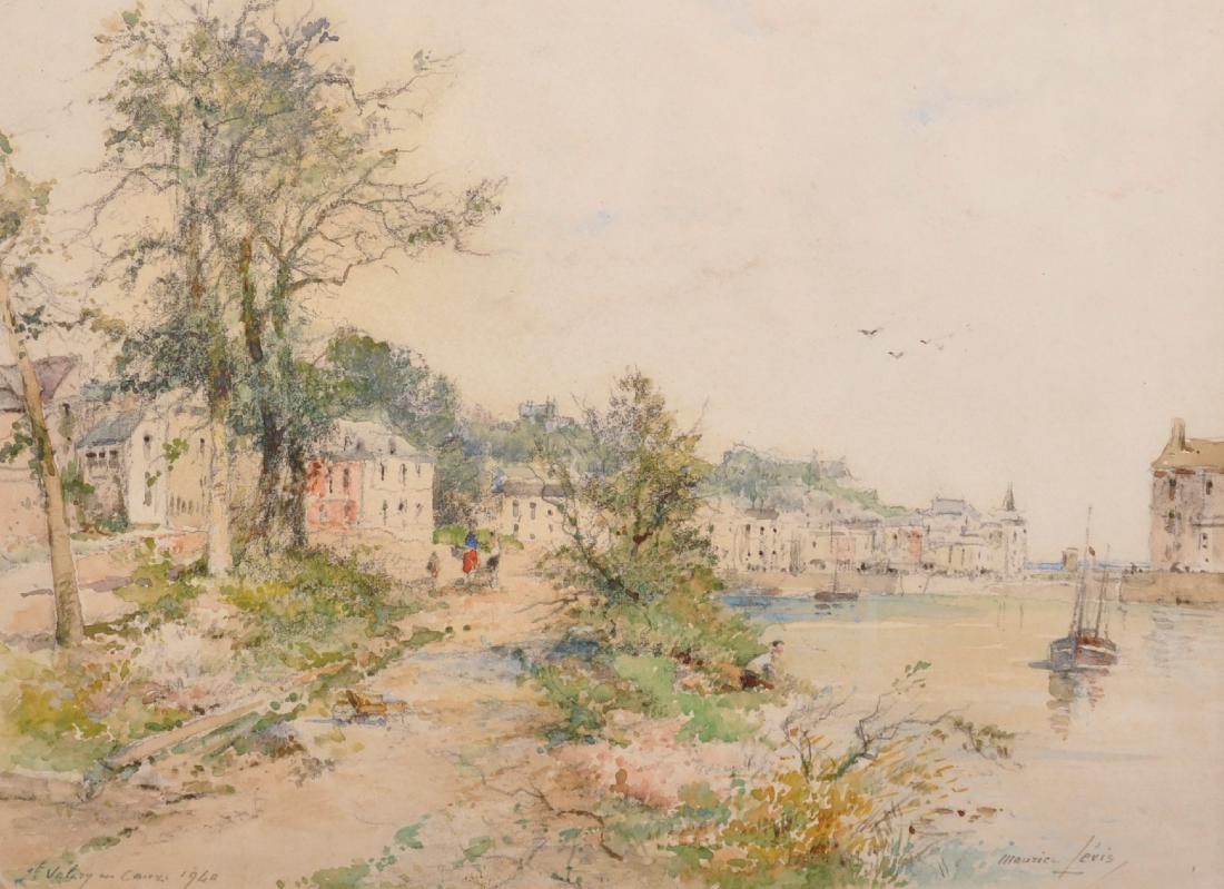 Maurice Levis (1860-1940) French. "Valery En Caux,: Maurice Levis (1860-1940) French. "Valery En Caux, Normandy", Watercolour, Signed and Inscribed, 9.25" x 12.5".