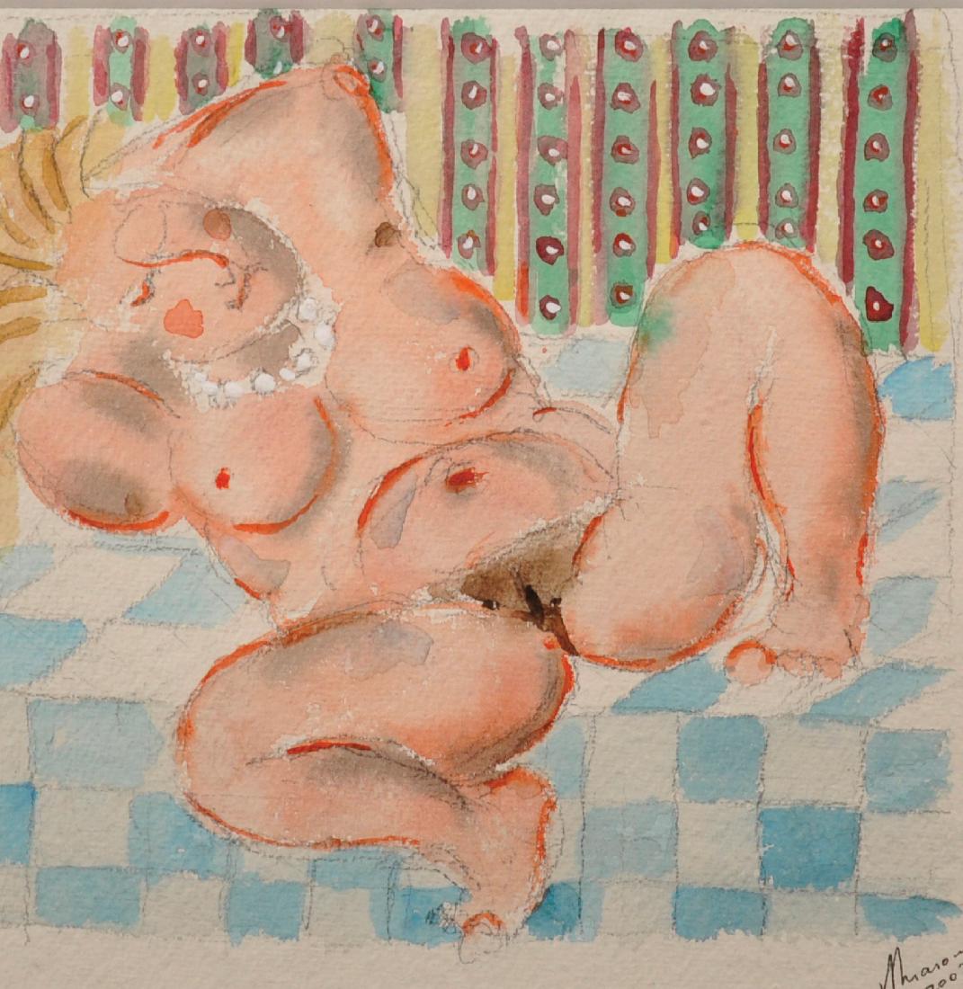 Jeremy Mason (20th -21st Century) British. Study of a: Jeremy Mason (20th -21st Century) British. Study of a Naked Woman Reclining, Watercolour, Signed and Dated 2003, 8.5" x 8.5".