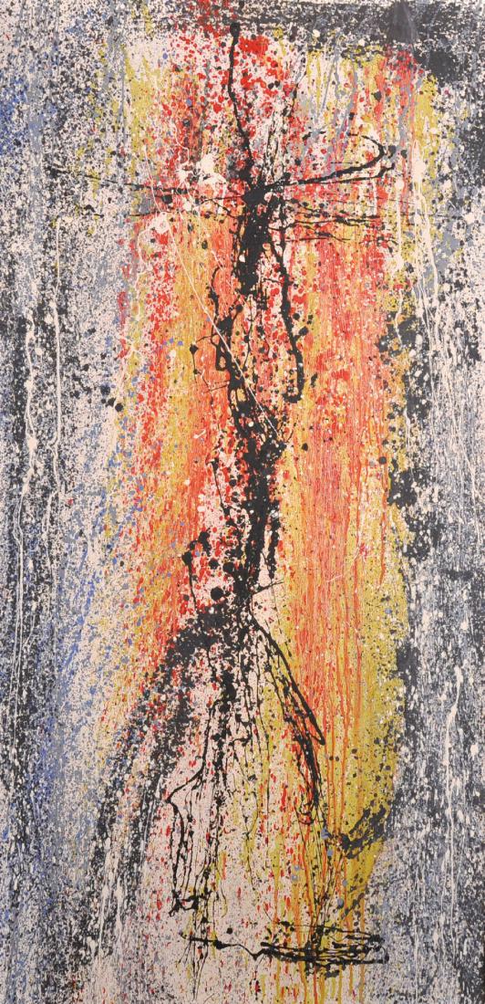 Gerald Davis (1938-2005) Irish. Abstract, "Extensions: Gerald Davis (1938-2005) Irish. Abstract, "Extensions with Black", Oil on Board, Signed, Inscribed and Dated 30th May 1962 on reverse, 48" x 24".