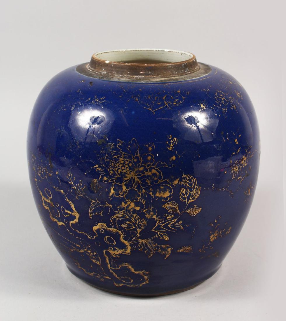 AN 18TH CENTURY CHINESE GILT DECORATED POWDER BLUE (1 of 5)