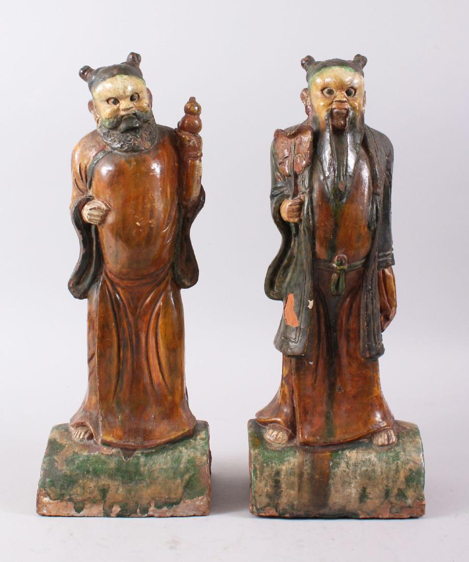 A GOOD PAIR OF EARLY MING DYNASTY CHINESE TILEWORK (1 of 6)