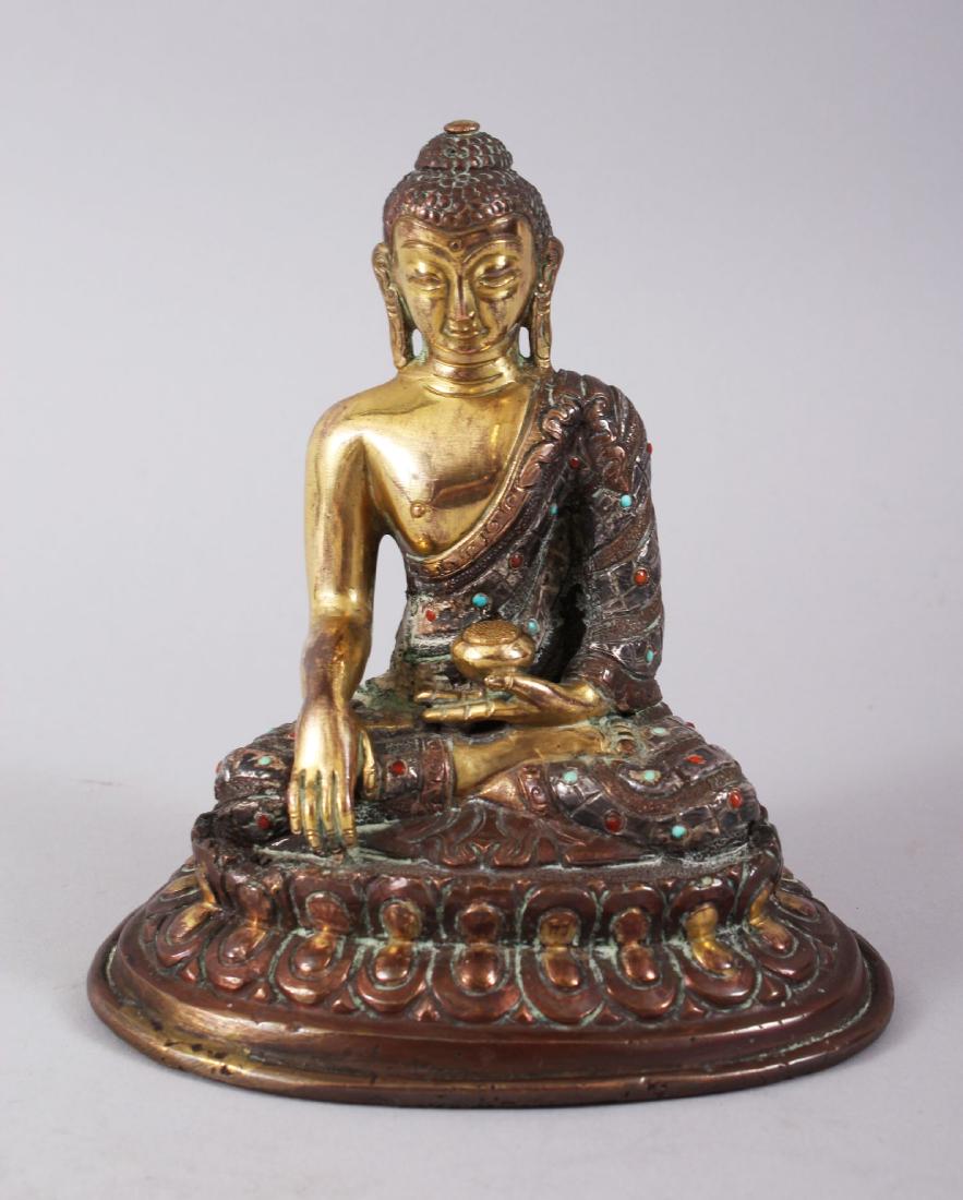 A SMALL SEATED BRONZE TIBETAN STUDY OF A BUDDHA, sat (1 of 7)