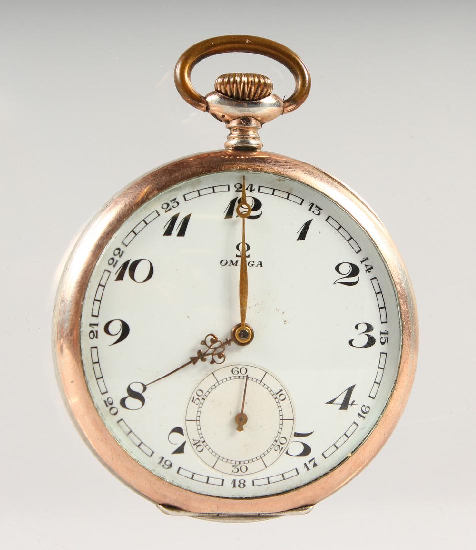 A SILVER OMEGA POCKET WATCH.: A SILVER OMEGA POCKET WATCH.
