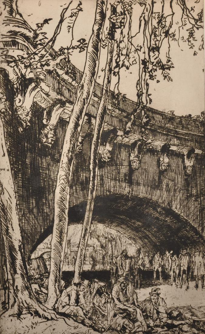 Sir Frank William Brangwyn (1867-1956) British. "Le: Sir Frank William Brangwyn (1867-1956) British. "Le Pont-Neuf, Paris", Etching, from The Frank Brangwyn Portfolio Published by E.F. D'Alignan & Paul Turpin, Paris, Signed in Pencil, and Numbered 42 on