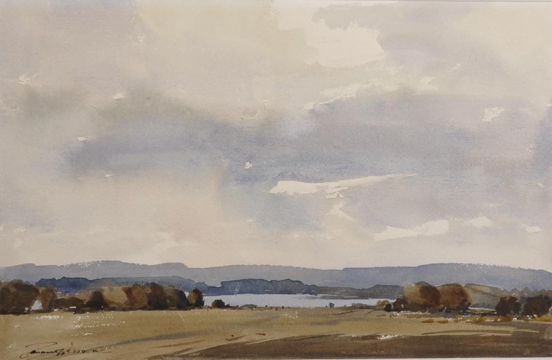 Edward Wesson (1910-1983) British. "Near Frensham,: Edward Wesson (1910-1983) British. "Near Frensham, Surrey", a River Landscape, Watercolour, Signed, 12.75" x 19.5".