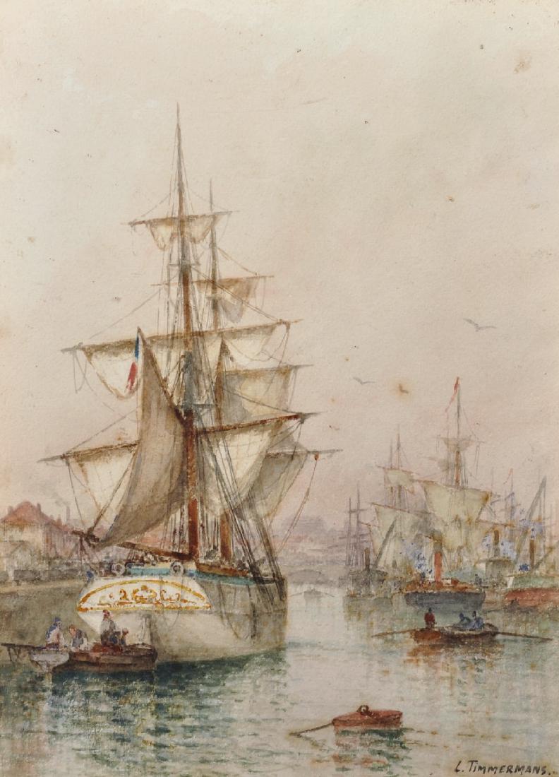 Louis Etienne Timmermans (1846-1910) Belgian. A Harbour (1 of 7)