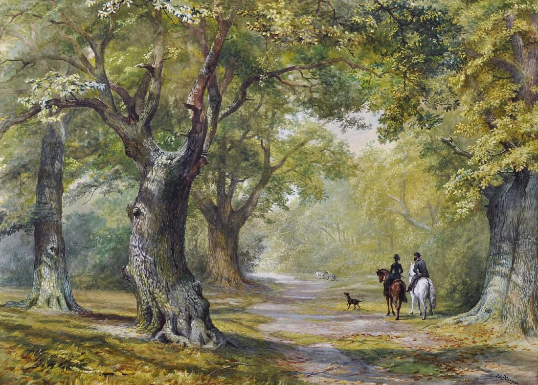 Ellen Vernon (19th Century) British. A Wooded (1 of 4)