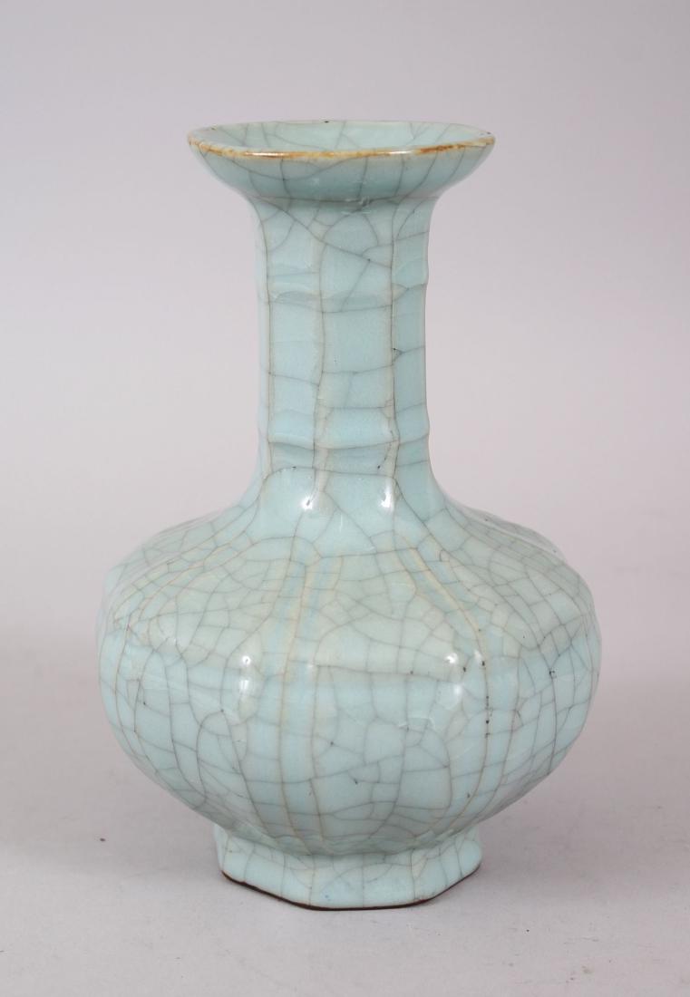 A CHINESE GE WARE BOTTLE SHAPED PORCELAIN VASE, the (1 of 6)
