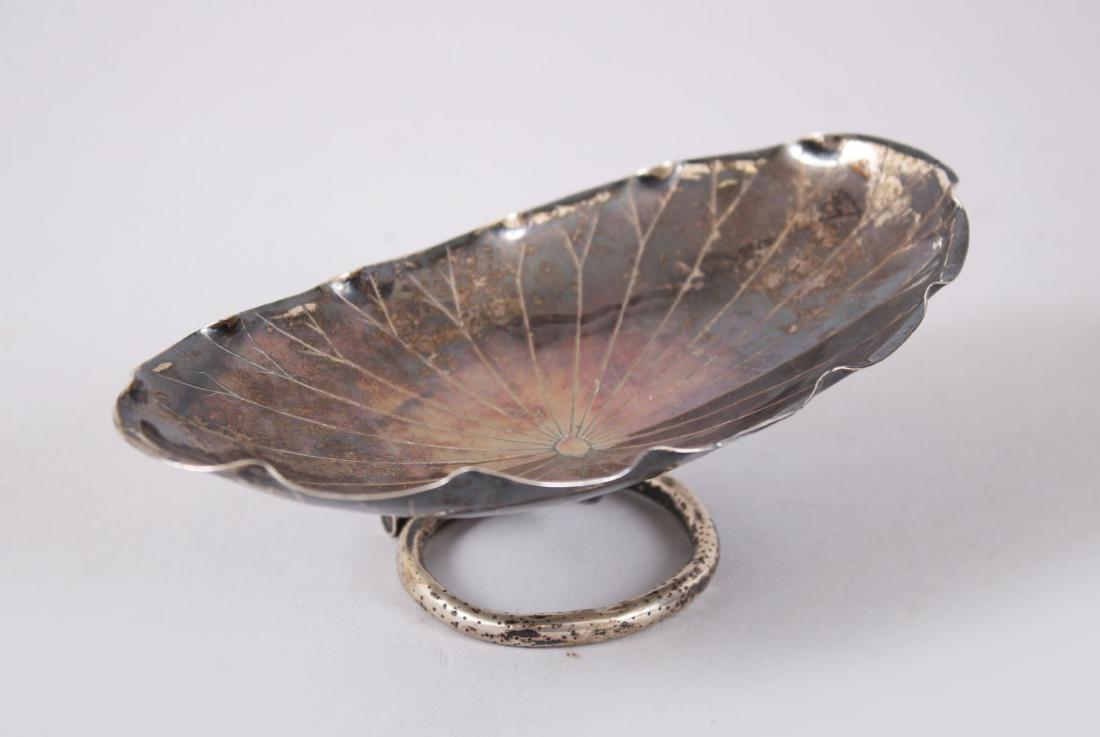 A 19TH CENTURY CHINESE SOLID SILVER LOTUS FORM DISH BY (1 of 2)
