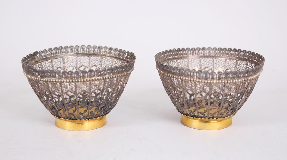 A SMALL PAIR OF 18TH CENTURY FILIGREE SILVER BATAVIAN (1 of 3)