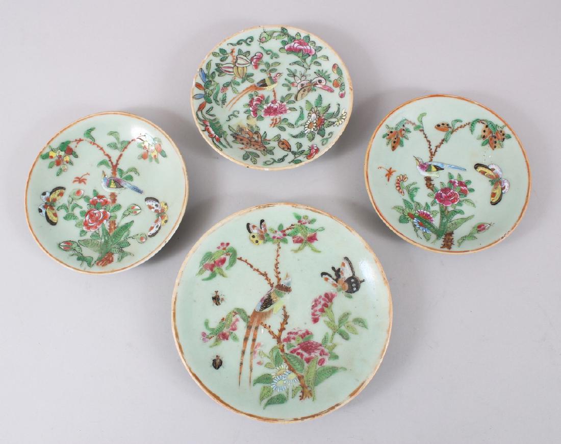 FOUR 19TH CENTURY CHINESE CELADON GROUND CANTONESE (1 of 10)