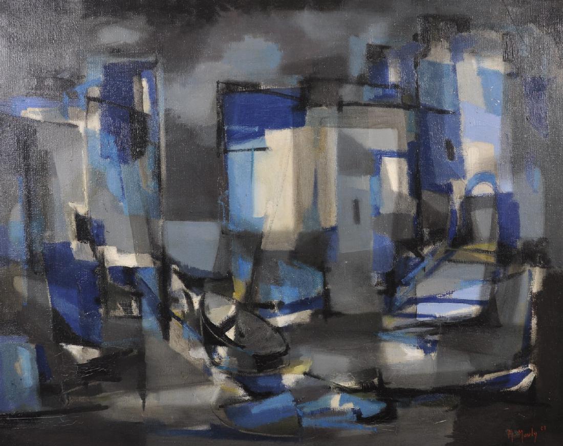 Marcel Mouly (1918-2008) French. "Nuit dans le Port (1 of 5)