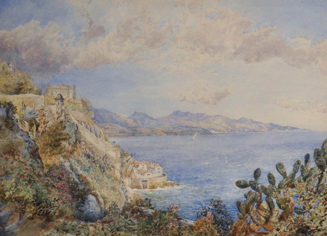 Follower of Edward Lear (1812-1888) British. An Italian: Follower of Edward Lear (1812-1888) British. An Italian Coast Scene, Watercolour, 13.25" x 19.75".