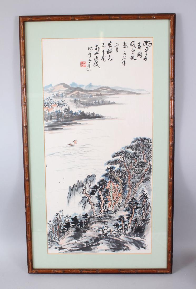 A 19TH CENTURY CHINESE FRAMED HANGING SCROLL WATER (1 of 4)
