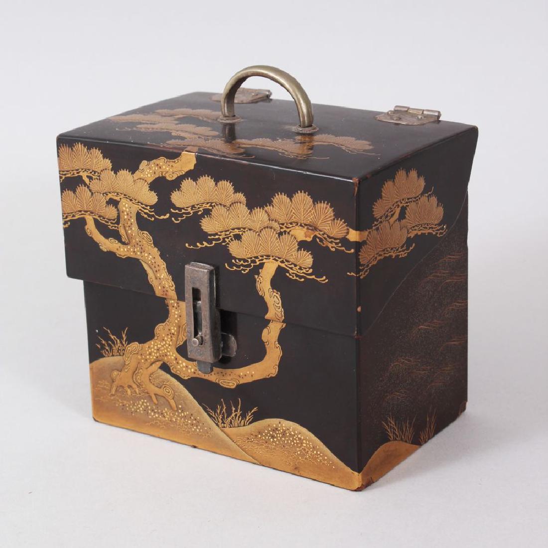 A GOOD JAPANESE MEIJI PERIOD LACQUER CHEST, the gold (1 of 5)