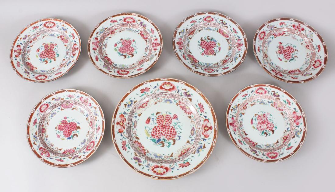 A SET OF SEVEN 18TH CENTURY CHINESE FAMILLE ROSE EXPORT (1 of 5)