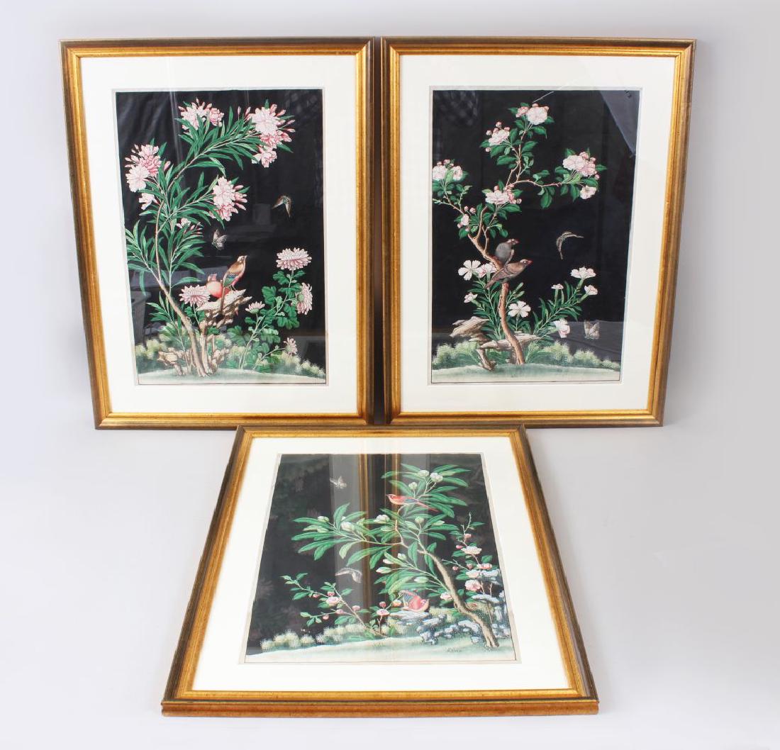 THREE 19TH CENTURY CHINESE FRAMED WATER COLOURS, each (1 of 5)