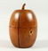A GOOD MELON SHAPED WOODEN TEA CADDY. 16cms high.