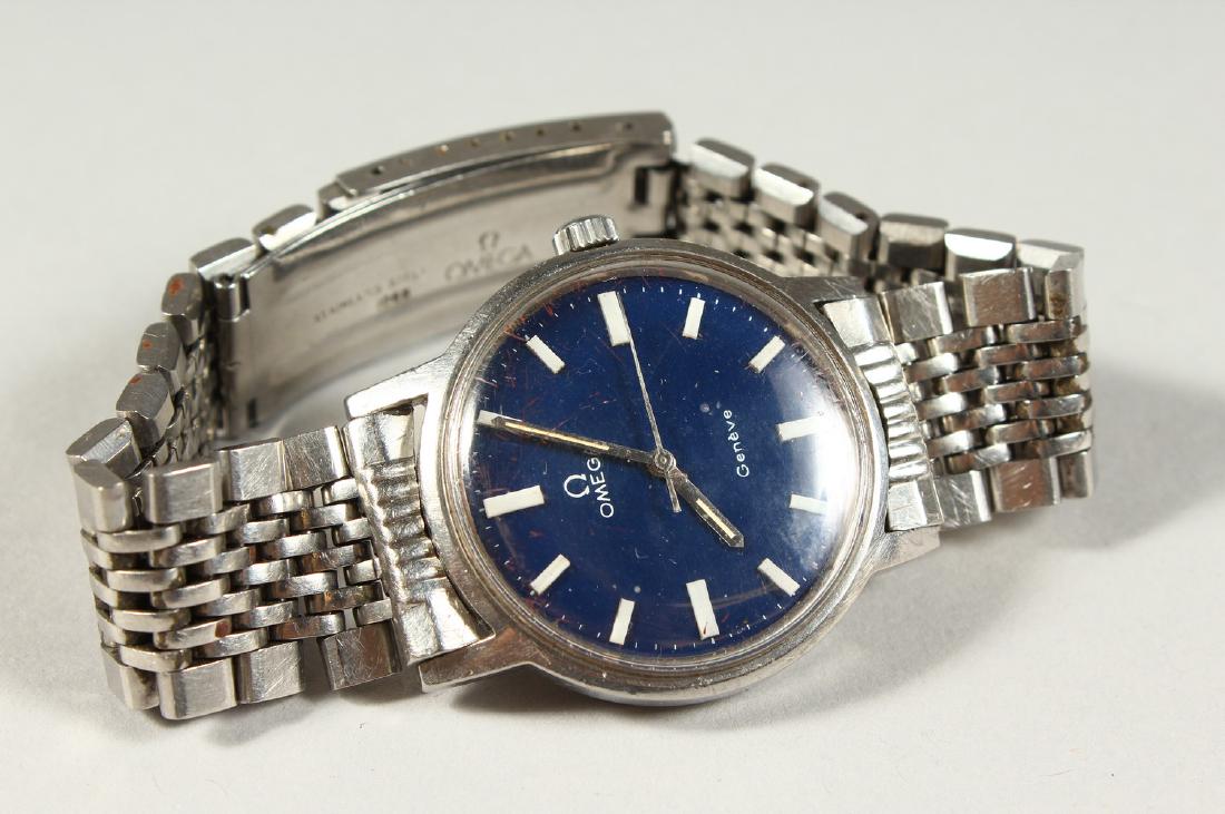 A VERY GOO BLUE FACET OMEGA WRISTWATCH.: A VERY GOO BLUE FACET OMEGA WRISTWATCH.