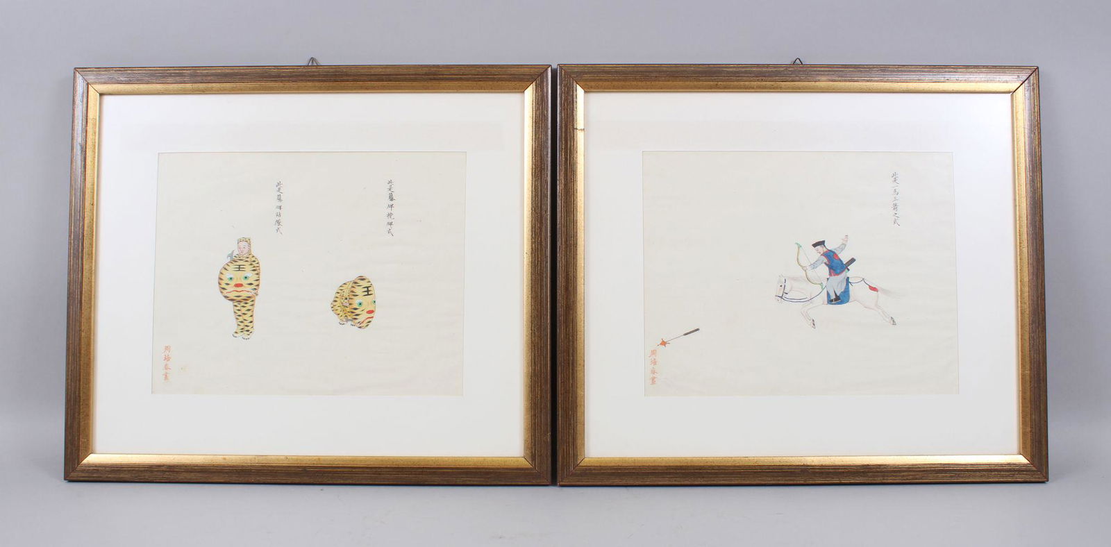 TWO 19TH CENTURY CHINESE PAINTINGS ON PAPER - HORSES & (1 of 9)