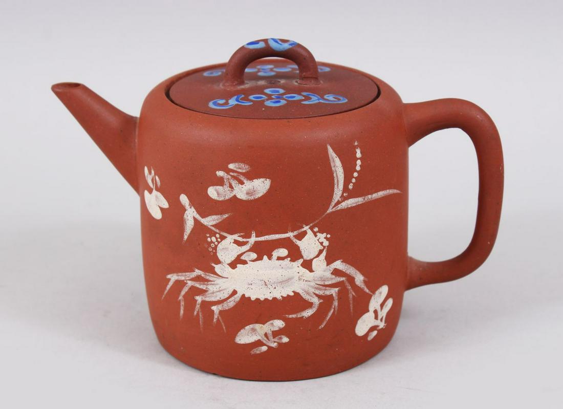 A 19TH CENTURY CHINESE YIXING CLAY TEAPOT & COVER, the (1 of 6)