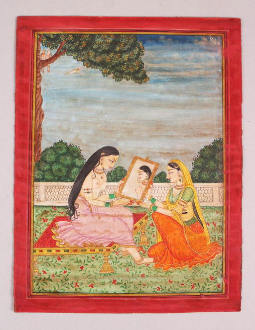 A Good 19th Century Indian Erotic Miniature Mughal Art Sep 25