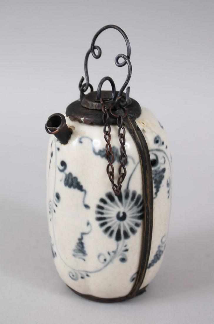 A GOOD EARLY JAPANESE BLUE & WHITE KO- IMARI / ARITA: A GOOD EARLY JAPANESE BLUE & WHITE KO- IMARI / ARITA PORCELAIN VASE, the vase possibly edo period, with later added white metal fitted mountings, the vase 9.5cm high
