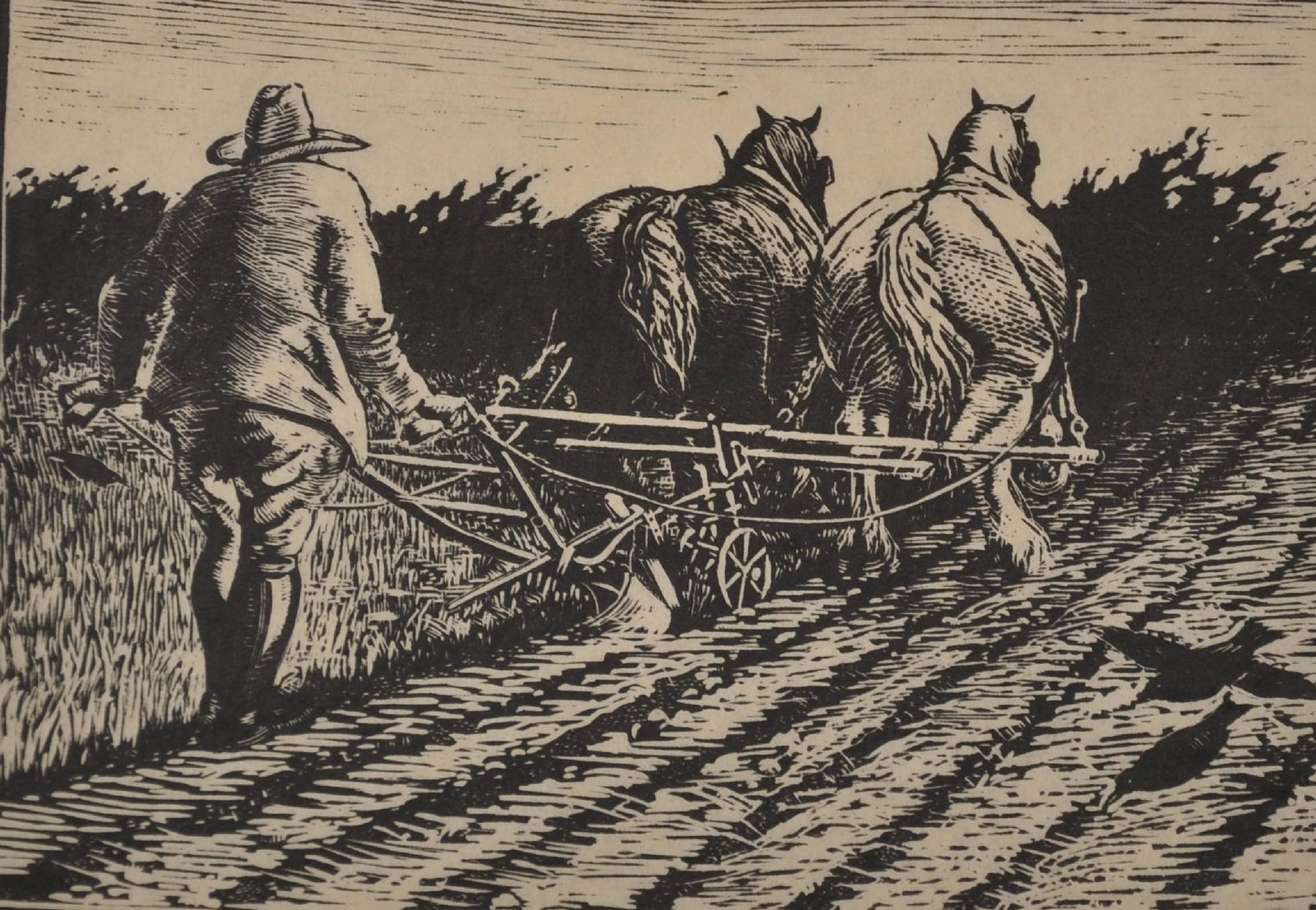 Henry Clarence Whaite (1828-1912) British. A Plough: Henry Clarence Whaite (1828-1912) British. A Plough Team, Woodblock, Signed and Numbered '3' in Pencil, Unframed, 5.25" x 7", and a large Collection of others by the same hand, Quantity (Q).