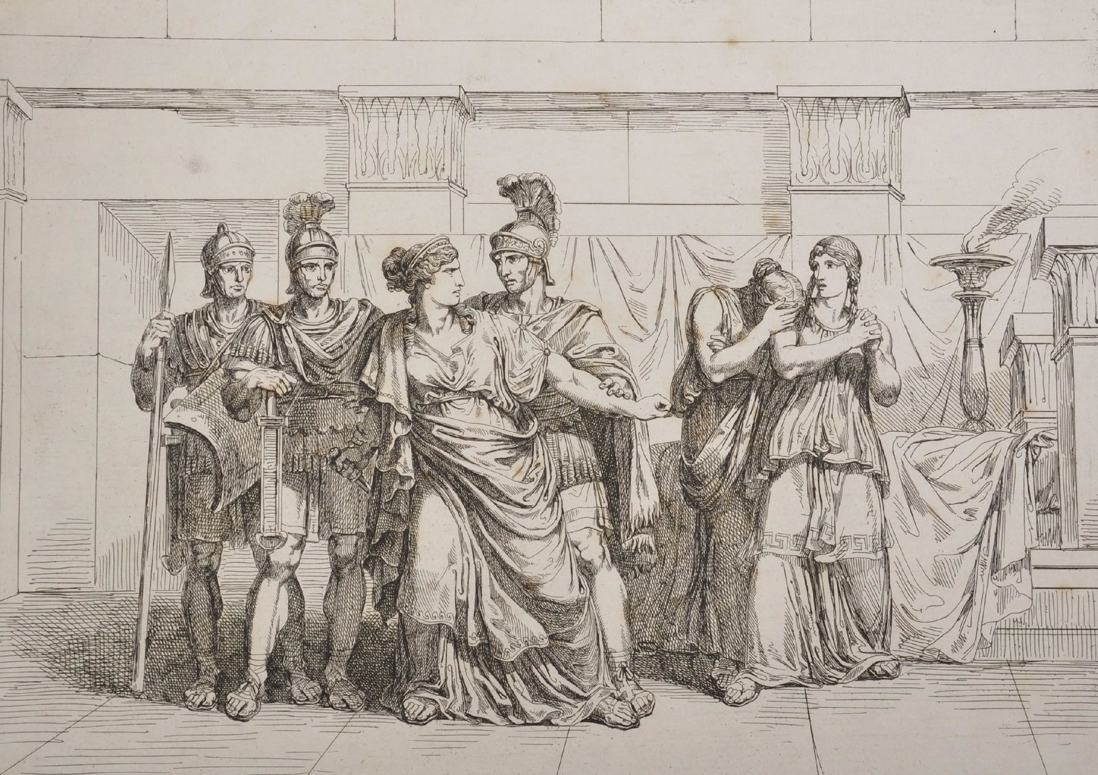 After Bartolomeo Pinelli (1771-1835) Italian.: After Bartolomeo Pinelli (1771-1835) Italian. "Cleopatra", Engraving, 15" x 16.5", bound in "Storia Degl'Imp. Romani" with Forty Three other Engravings included in the Book, together with "Istoria Rom