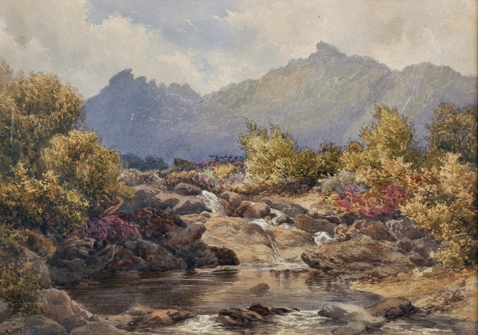 David Law (1831-1901) British. "Highland Scene",: David Law (1831-1901) British. "Highland Scene", Watercolour, Signed and Dated '71, 10" x 14".