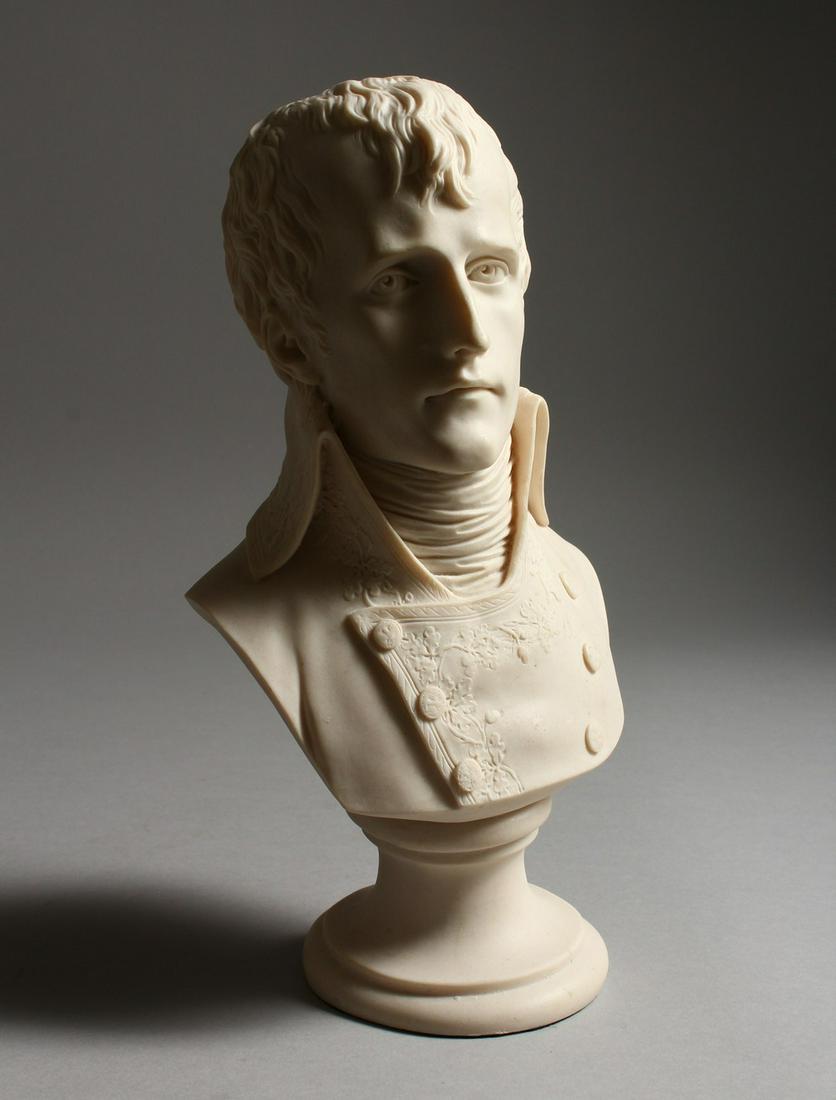 A PARIAN WARE STYLE BUST OF NAPOLEON. 10.5ins high.: A PARIAN WARE STYLE BUST OF NAPOLEON. 10.5ins high.