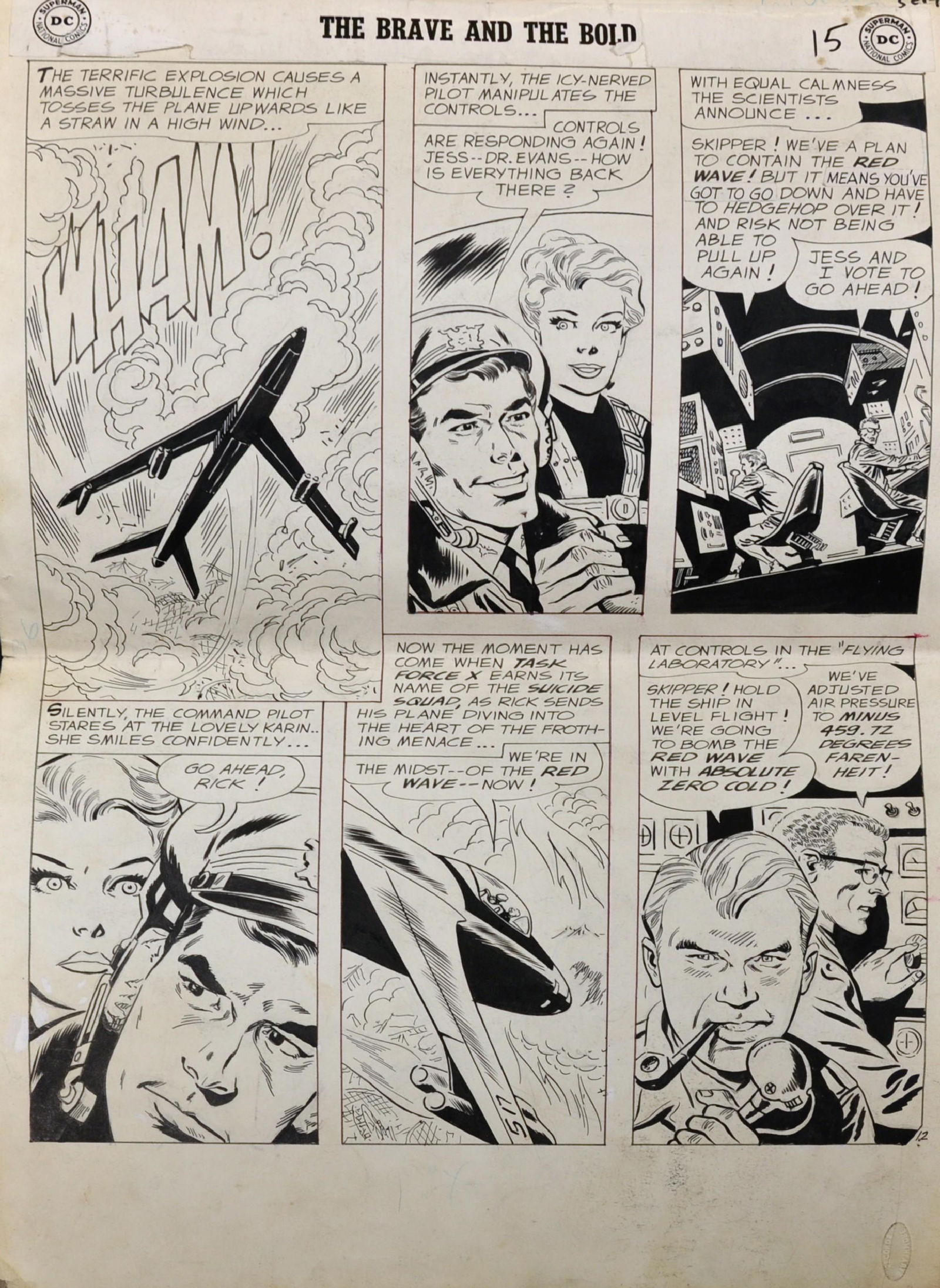 Ross Andru (1927-1993) American. "The Brave and The: Ross Andru (1927-1993) American. "The Brave and The Bold", A Comic Strip, Ink, Inscribed on the reverse, and with a 'Comics Magazine' Code Authority, April 17, 1959 on the reverse, Unframed, Overall 2