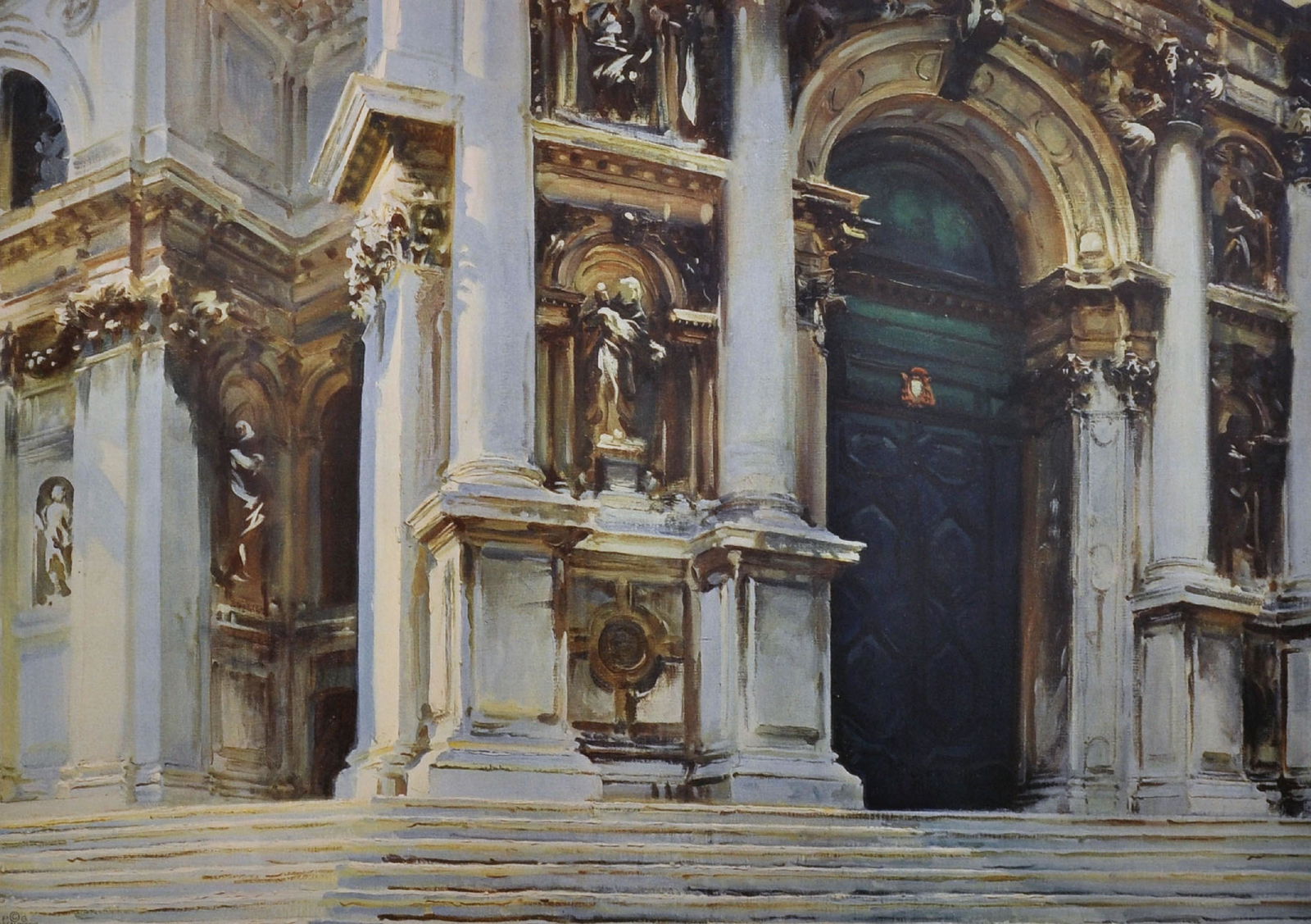 John Singer Sargent (1856-1925) British. "Santa Maria: John Singer Sargent (1856-1925) British. "Santa Maria della Salute", Lithograph, Signed in Pencil, 14.5" x 21".