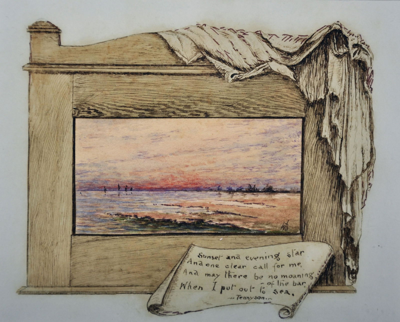 Wilfred Williams Ball (1853-1917) British. A Design for: Wilfred Williams Ball (1853-1917) British. A Design for a Memorial, with a Poem by Tennyson, Watercolour, Signed, 4" x 5".