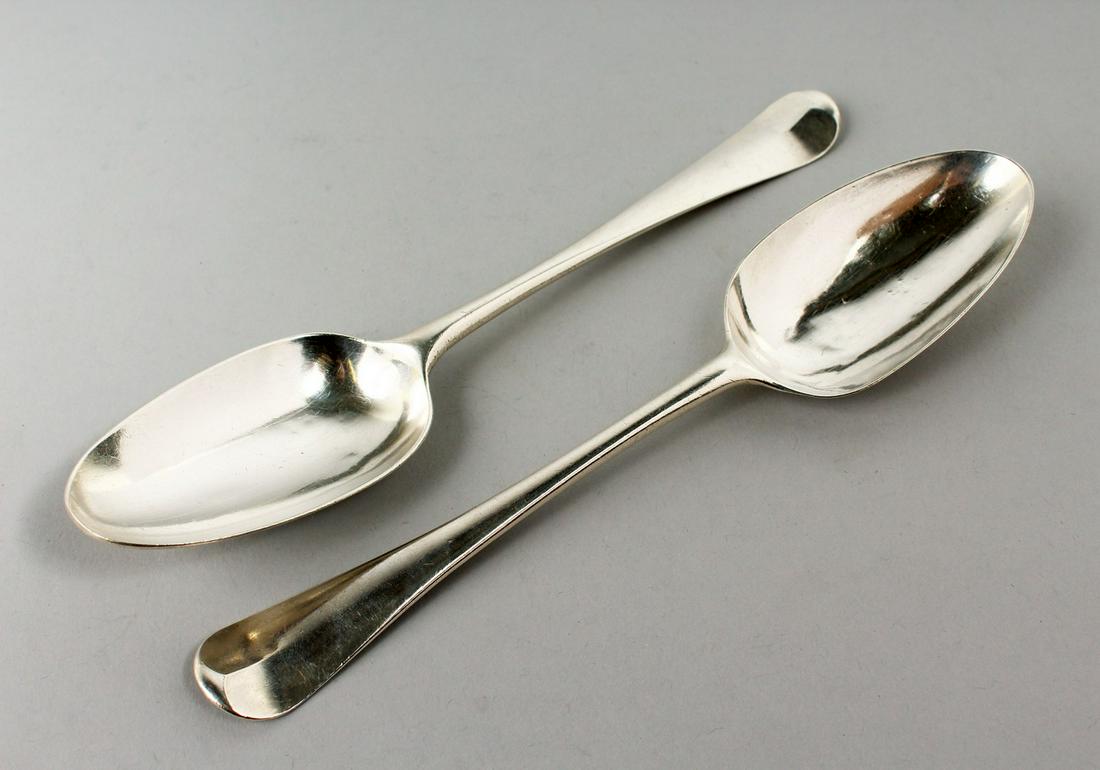 A GEORGE III PICTURE BACK SPOON AND ANOTHER (2).: A GEORGE III PICTURE BACK SPOON AND ANOTHER (2). London 1762. 21cm long
