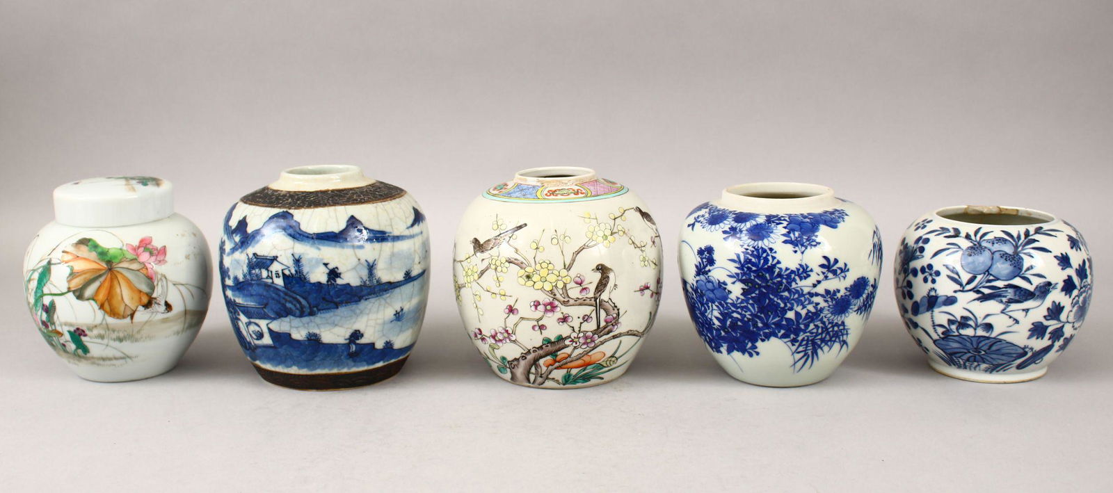 FIVE 19TH / 20TH CENTURY CHINESE BLUE & WHITE / FAMILLE (1 of 6)